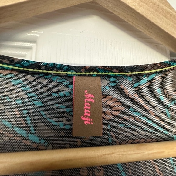 Maaji Coverup Dress Sheer Long Mesh Embroidered Boho Beach Vacation Size Medium - Picture 5 of 6